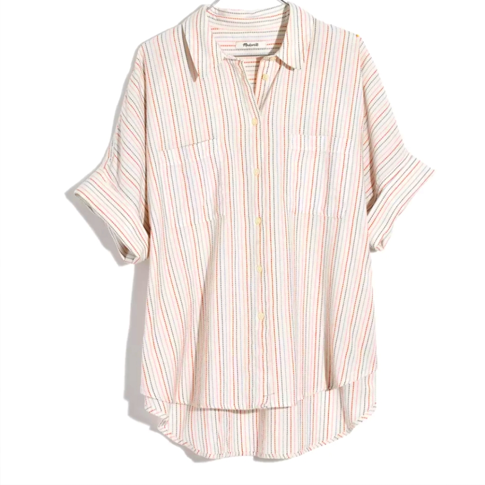 Madewell Courier Shirt In Stitched Rainbow Stripe
